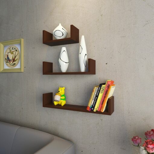 brown u shape wall shelves for sale