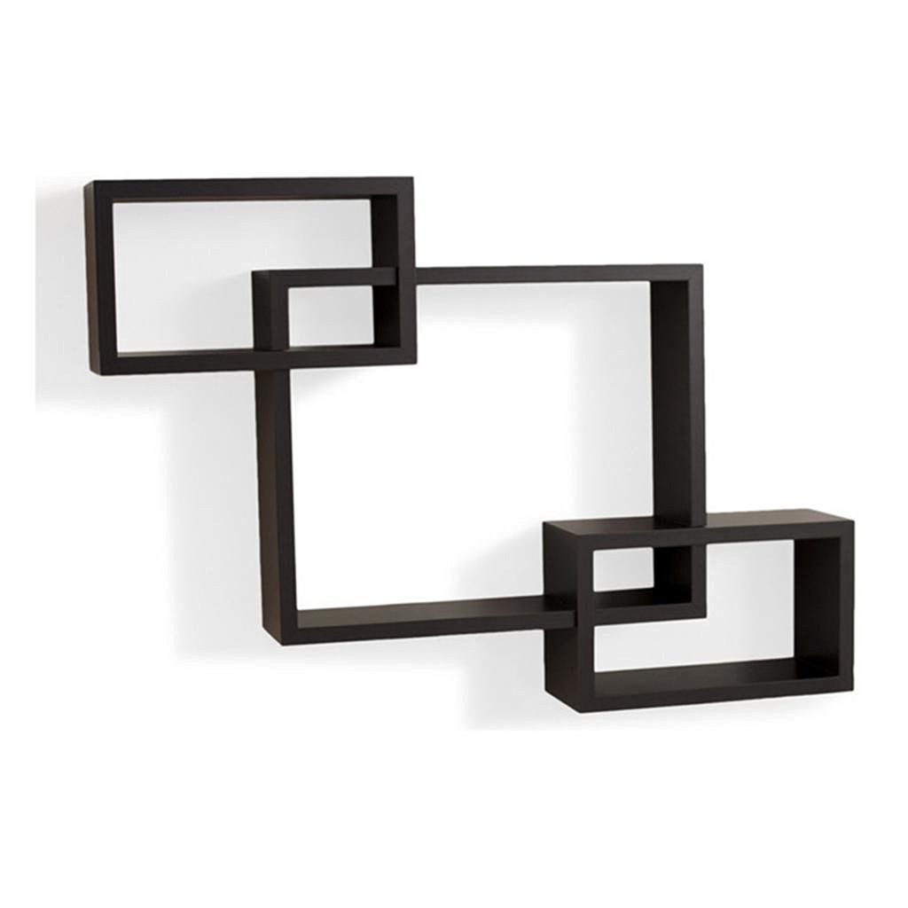 Intersecting Floating Wall Shelves for Storage & Display Brown