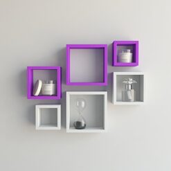 purple white designer wall racks for living room