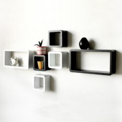 black and white wall decor shelves in set of 6