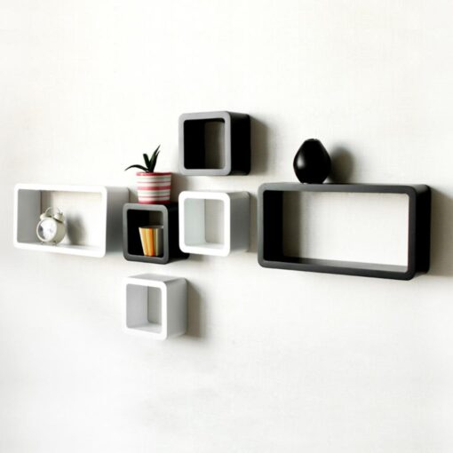 black and white wall decor shelves in set of 6