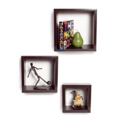 brown decorative square wall shelves online india