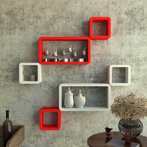 cube rectangle wall shelves red white online