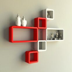 decornation decorative wall rack unit red white