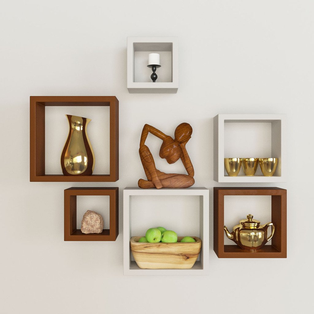 Nesting Square Wall Shelves Rack Unit White And Brown - White Brown Wall Shelves nesting square wall shelves rack unit white and brown - white brown wall shelves