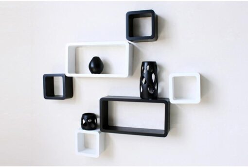 home decor cube rectangle wall shelves black white