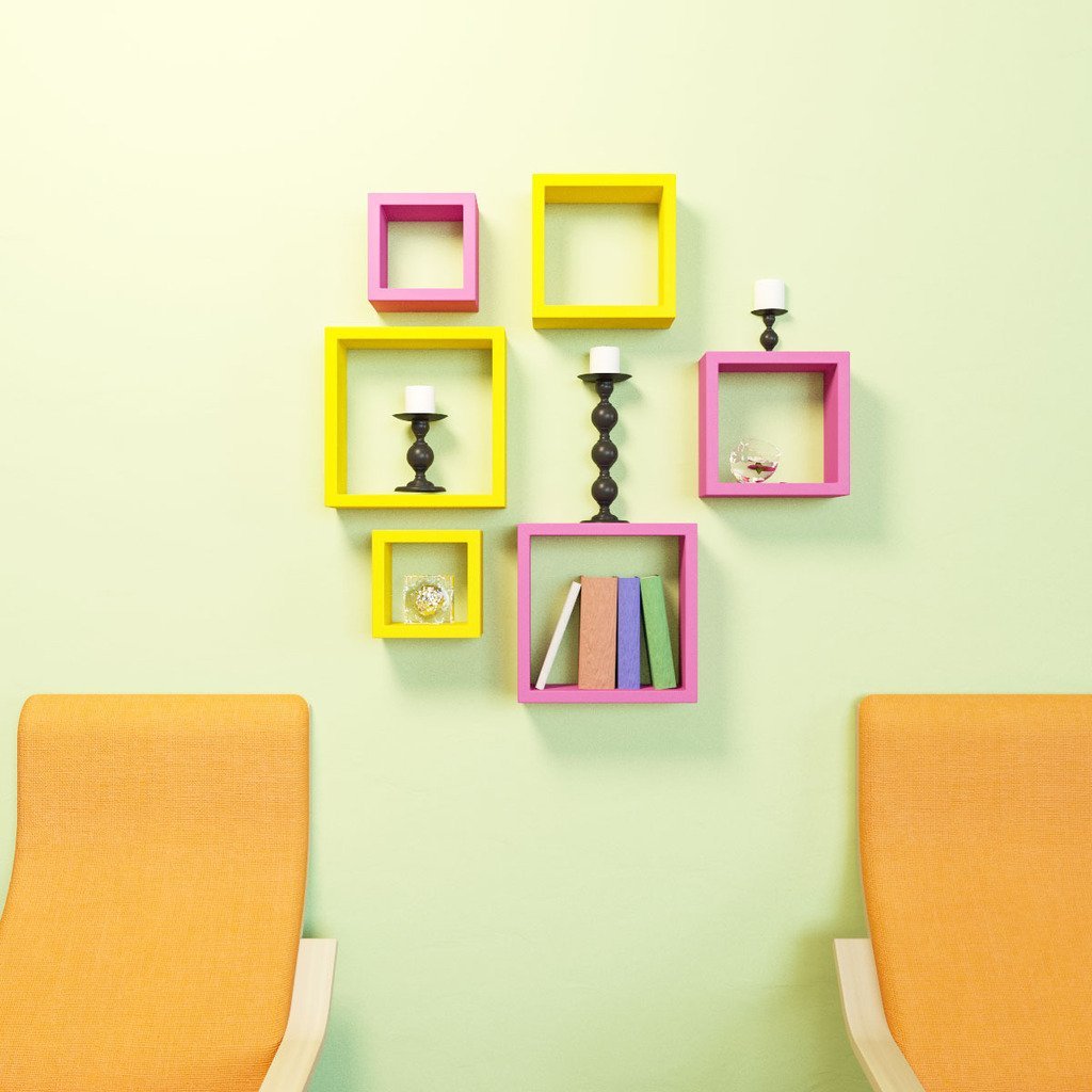 home decor pink yellow wall shelves for sale