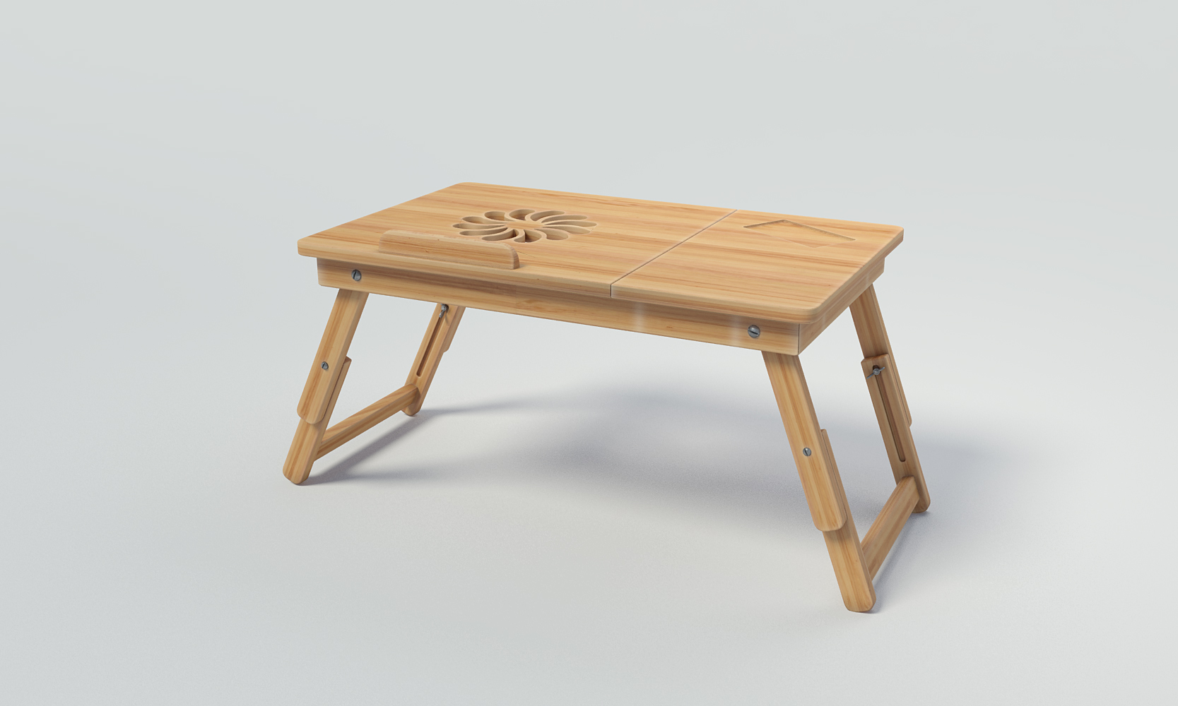 Folding Laptop Table Desk - Breakfast / Study / Coffee Table Minimal Style Natural Pine Wood - Image 2