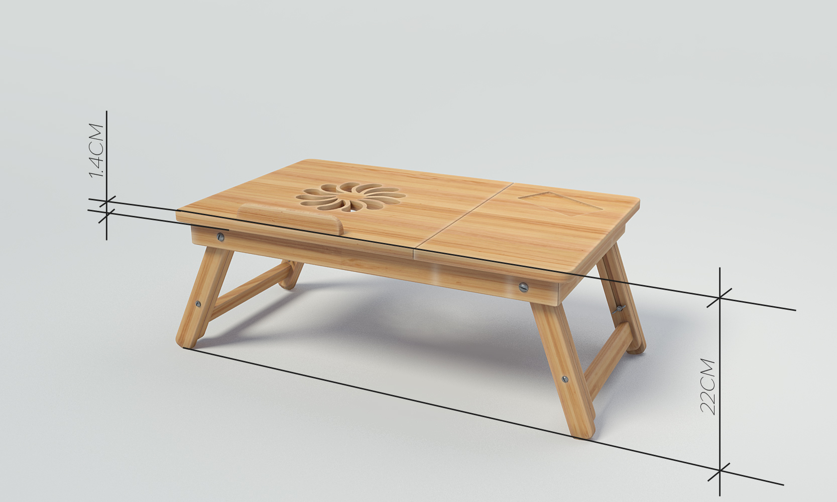 Folding Laptop Table Desk - Breakfast / Study / Coffee Table Minimal Style Natural Pine Wood - Image 4