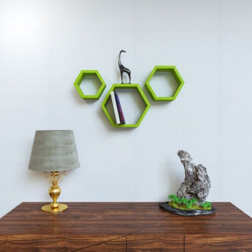 green hexagon shape wall shelf brackets for sale