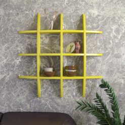 floating mounted wall shelves yellow for home decor