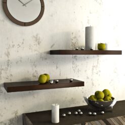 set of 2 24in wall racks brown for home decor