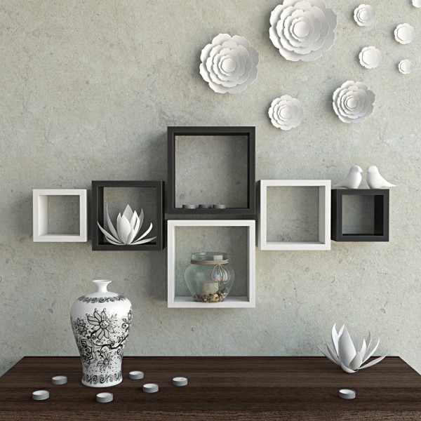 black white storage wall shelves on sale