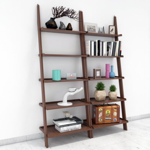brown decorative set of 2 ladder shelf