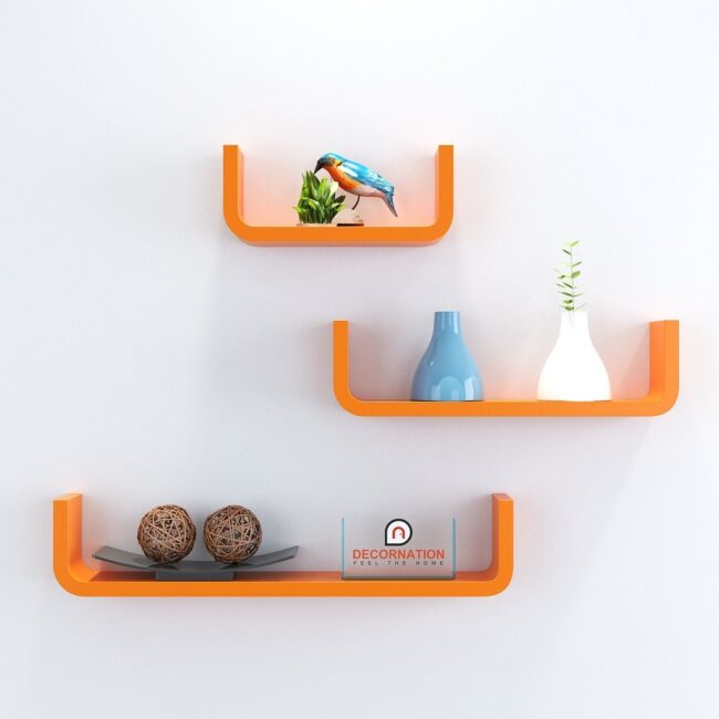 decorative orange u round corner wall racks