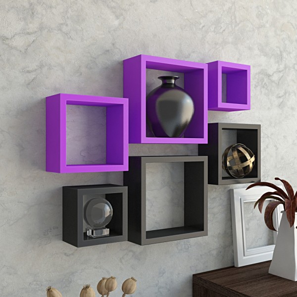 decorative purple black nesting square shelves