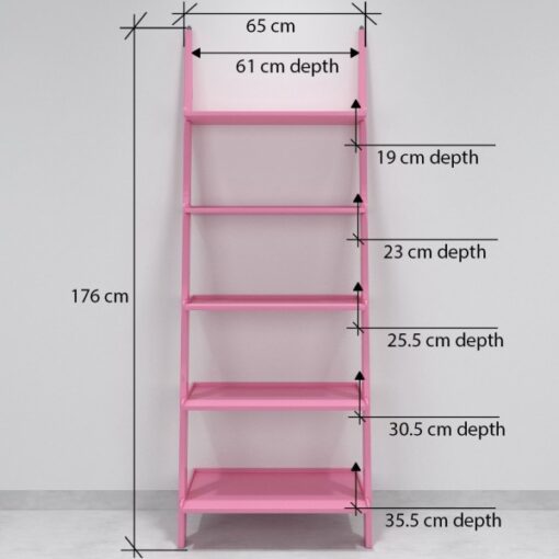 designer pink ladder shelf for storage