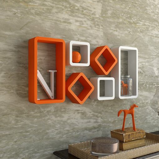 display wall shelves for sale orange white