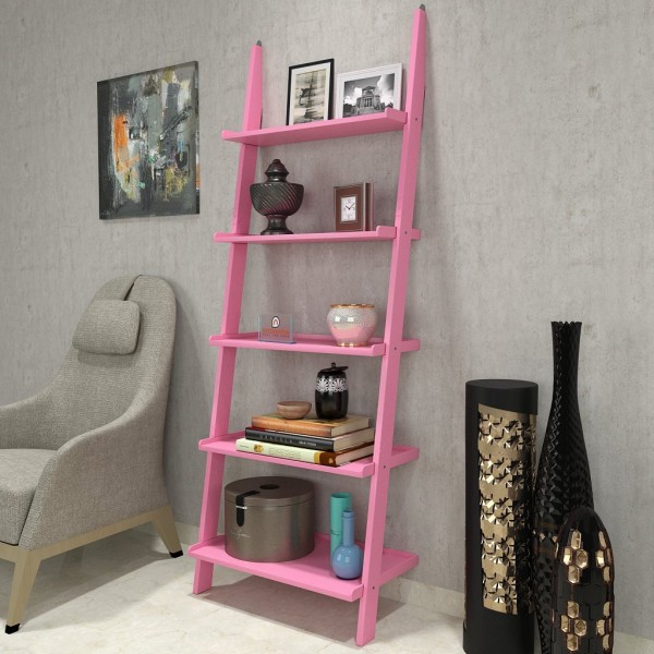 single modern contemporary ladder shelf pink