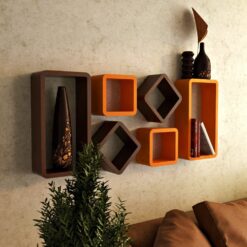 wall shelves online cheap price orange brown
