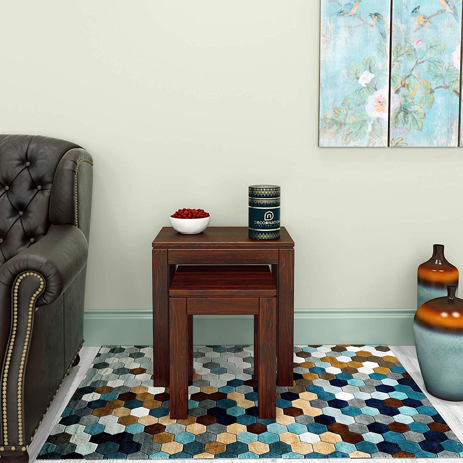 Marissa Sheesham Wood Nesting Tables Set of 2 (Brown) - Image 6