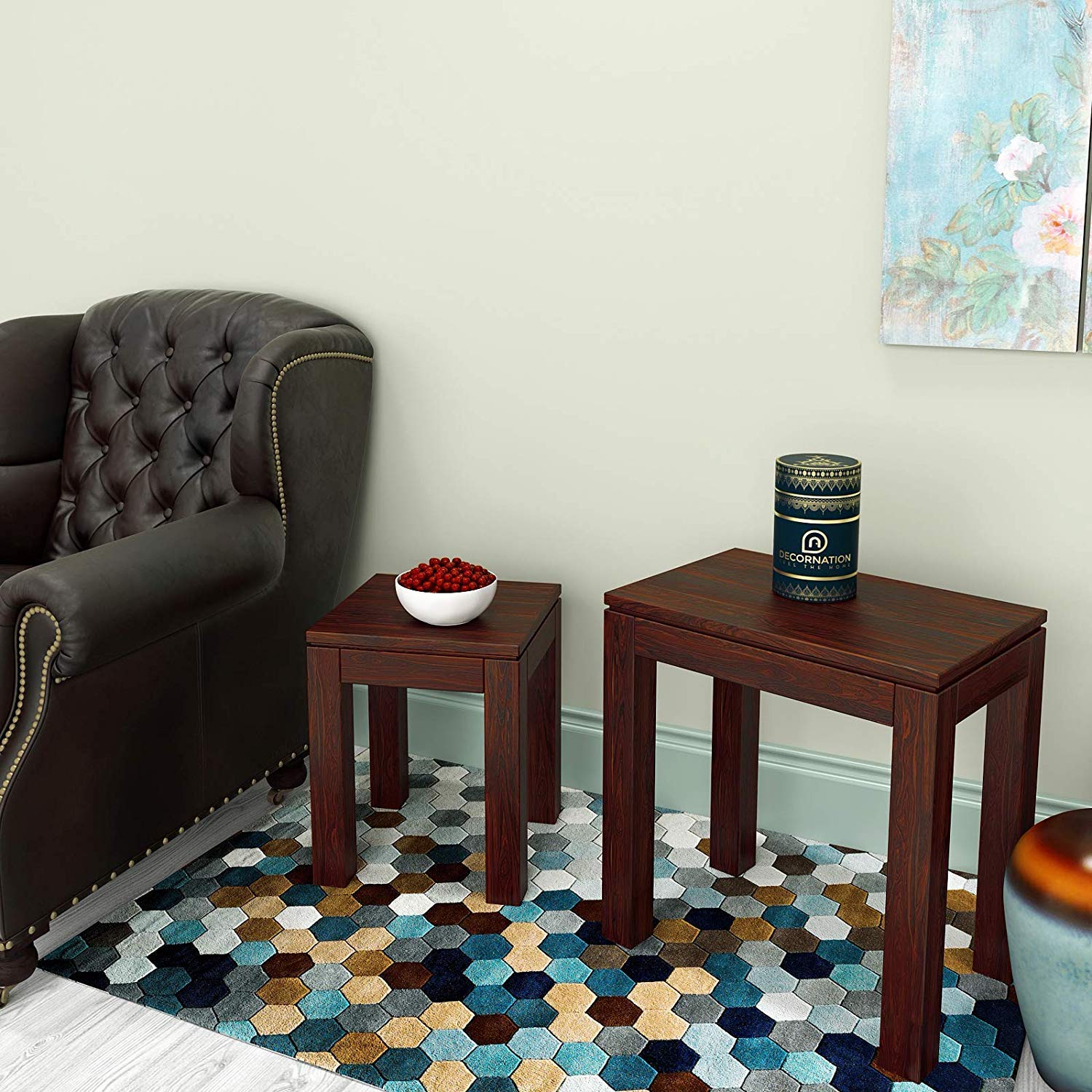 Marissa Sheesham Wood Nesting Tables Set of 2 (Brown) - Image 5