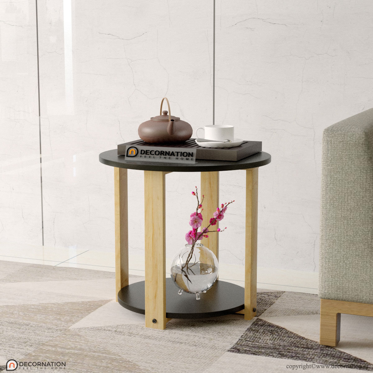 Juno Modern Round End Table – Black