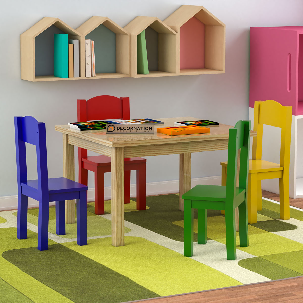 Judith Solid Wood Table & Chairs Kids Furniture   Decornation
