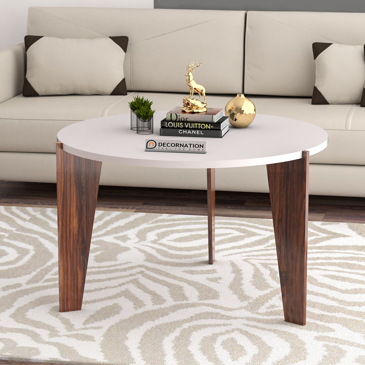 Aurora Wooden Coffee Table White Finish Decornation