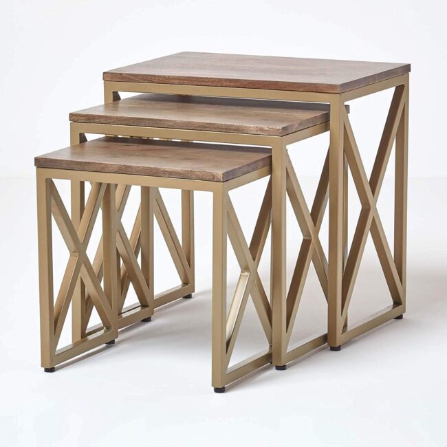 Mornos X Shaped Legs Nesting Table Set of 3 - Grey