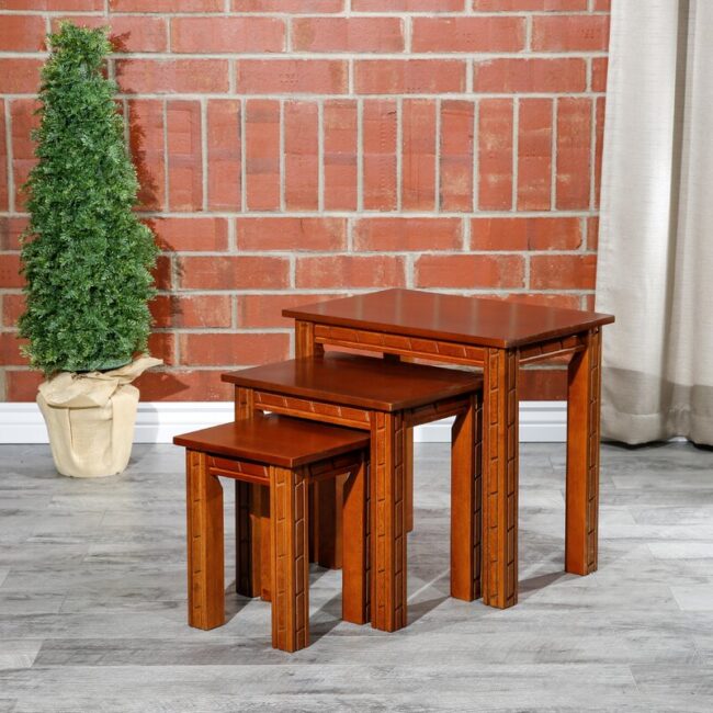 Attica Wood Nesting Table Set of 3 - Natural Finish - Image 2