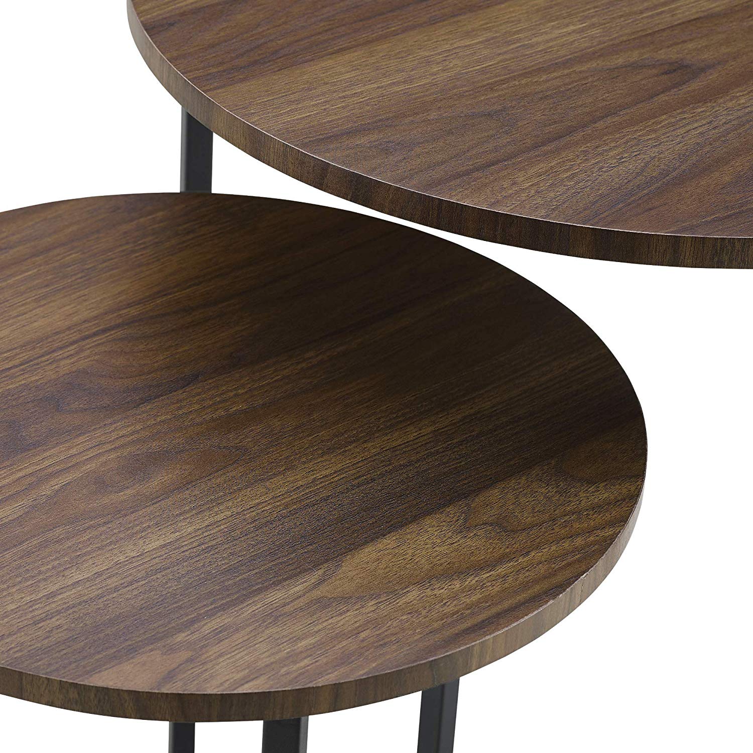 Chios Engineered Wood 2 Piece Round Nesting Tables - Walnut - Decornation