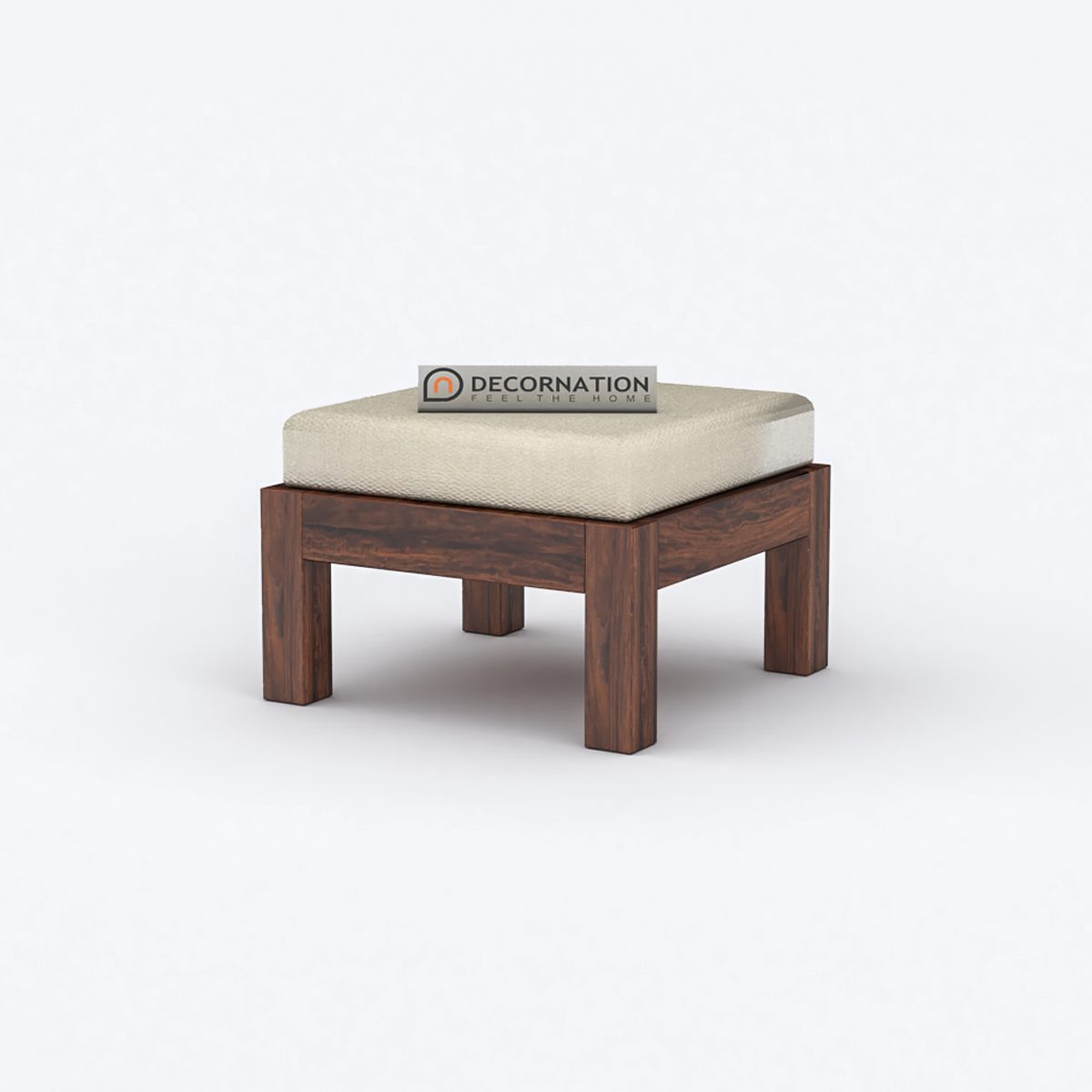 Dundee Solid Wooden 4 Stool With Cushion Coffee Table Brown Decornation