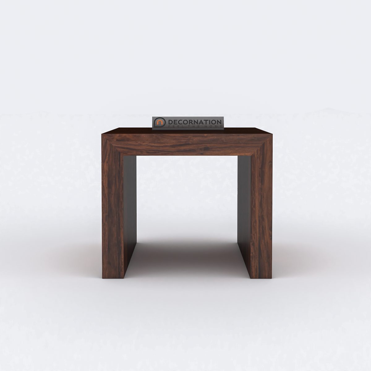 Wooden Coffee Table with pull-out stools in contemporary style — side view highlighting matte finish