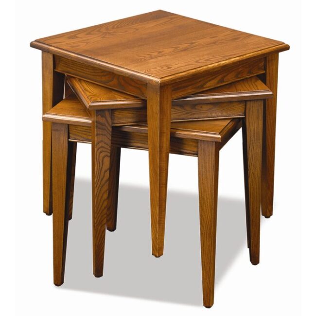 Kerkyra Wooden Nesting Table Set of 3 - Light Brown - Image 2