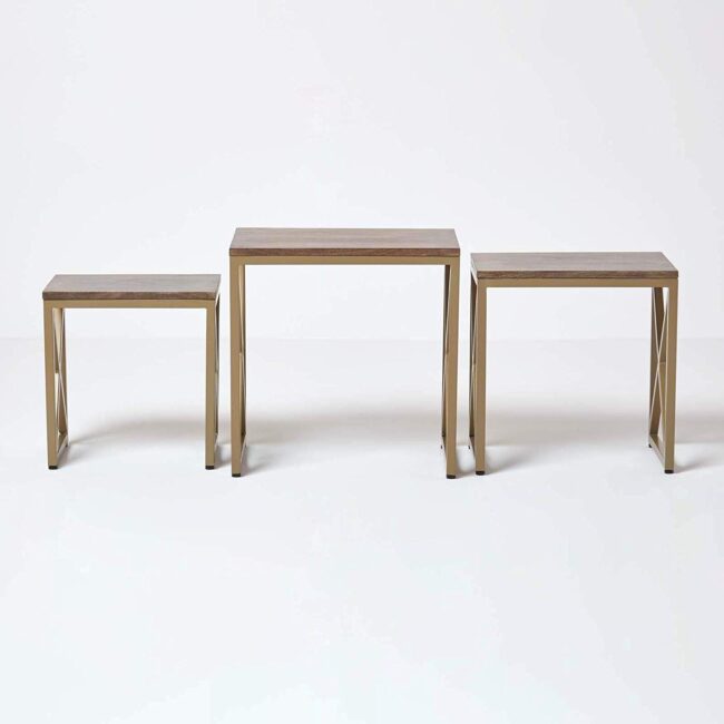 Mornos X Shaped Legs Nesting Table Set of 3 - Grey - Image 5