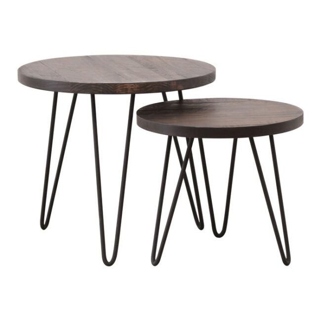 Tyria Wooden Circular 3 Legs Nesting Table Set of 2 - Dark Brown - Image 3
