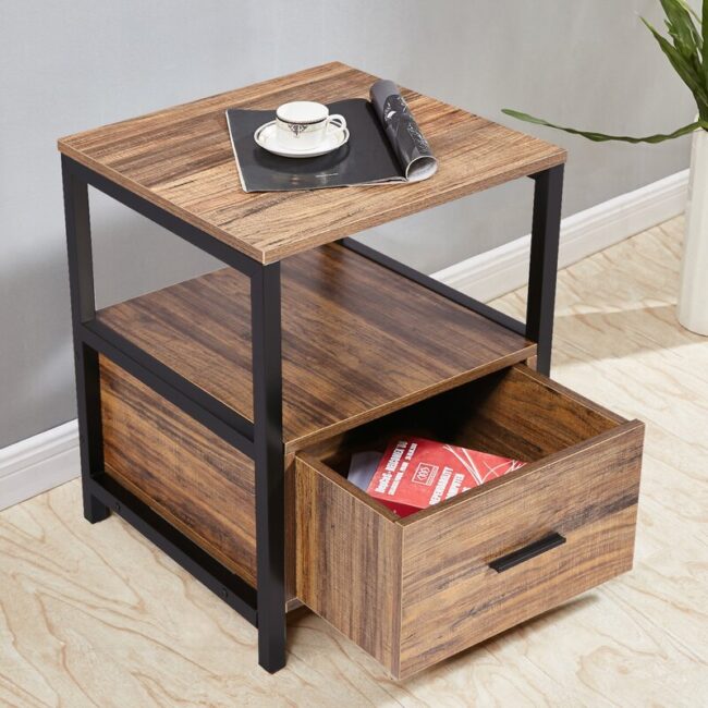 Paros Storage End Table - Natural Finish - Image 3