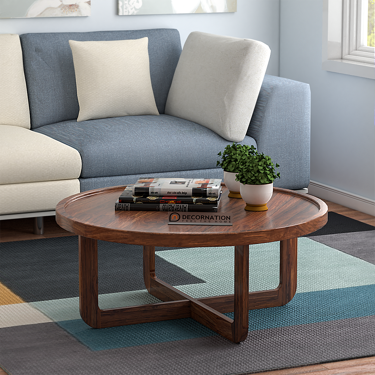 Leeds Circular Wooden Coffee Table – Brown