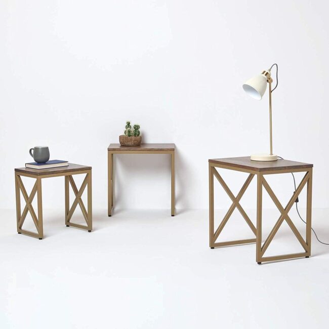 Mornos X Shaped Legs Nesting Table Set of 3 - Grey - Image 2