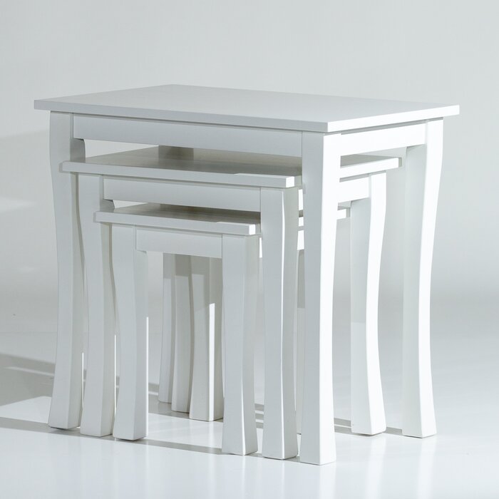 Epirus Solid Wood Nesting Table Set of 3 White Decornation