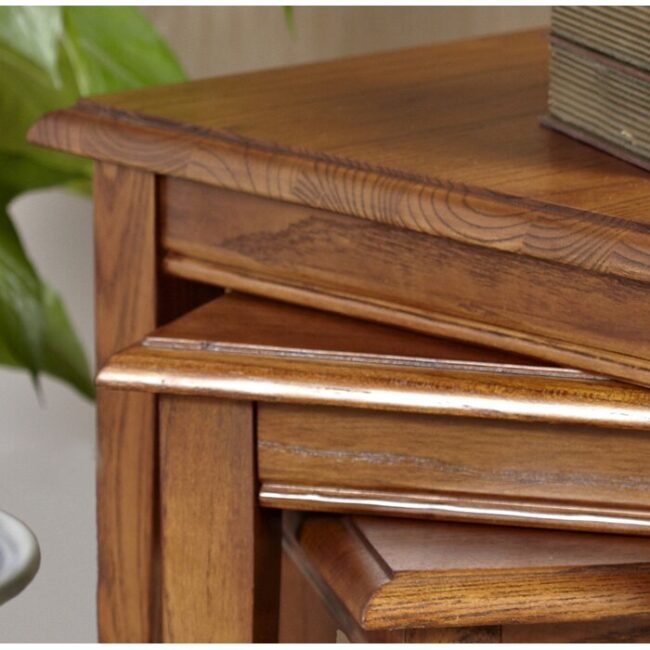 Kerkyra Wooden Nesting Table Set of 3 - Light Brown - Image 3