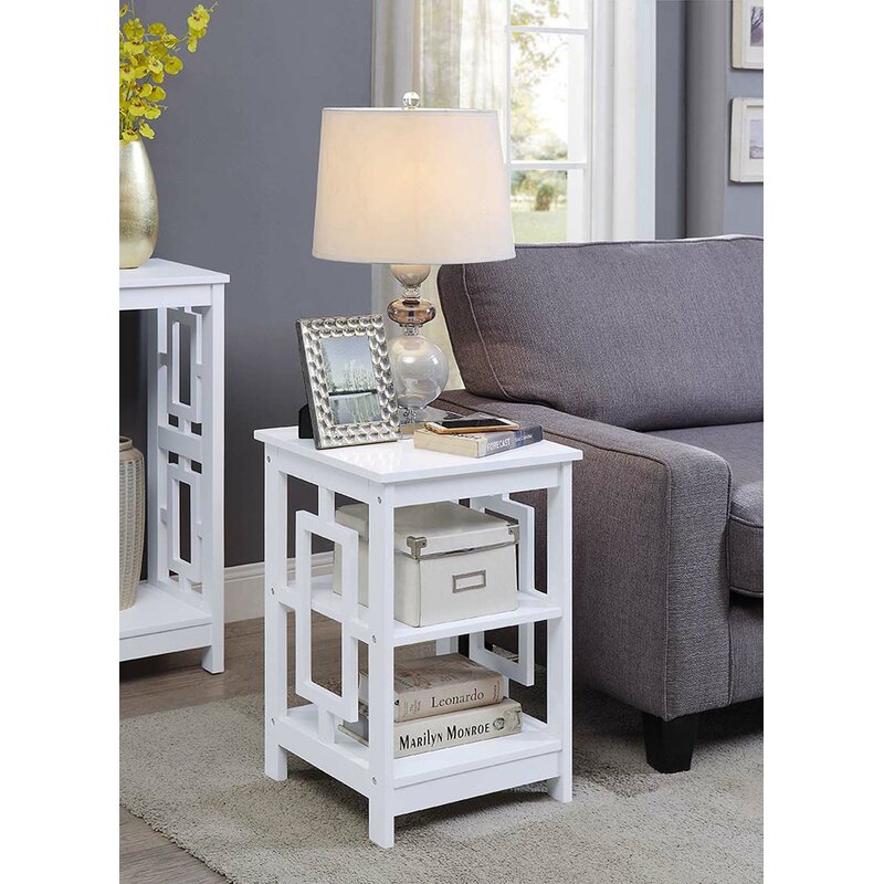 Leucas Sheesham Wood End Table – White