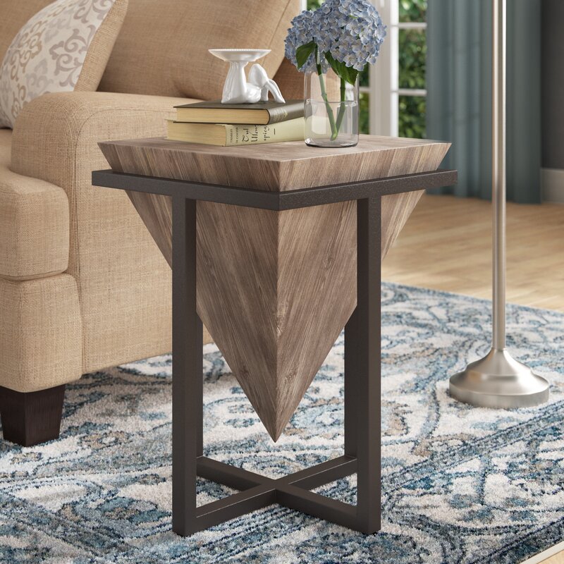 Rhodes Sheesham Wood Pyramid End Table – Natural Finish
