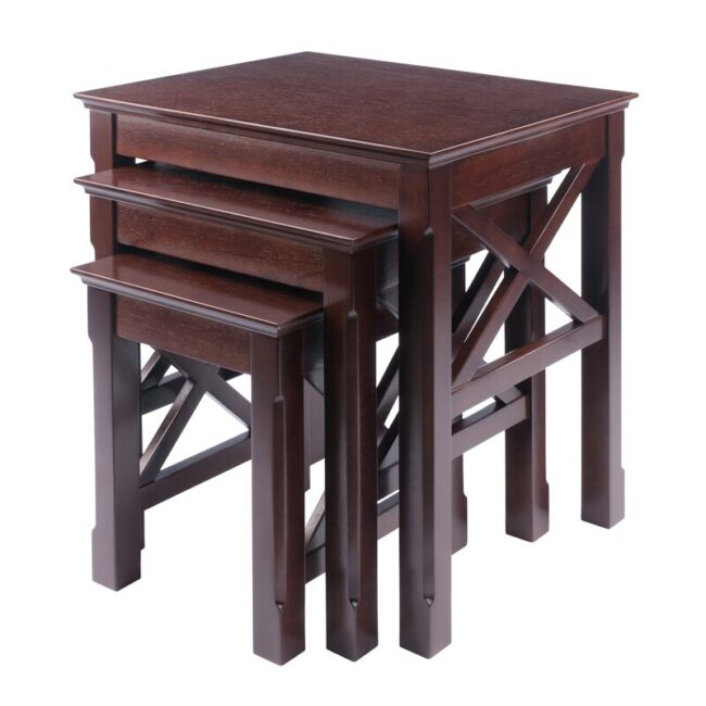 Cerigo Wood 3 Piece Nesting Table - Brown - Image 3