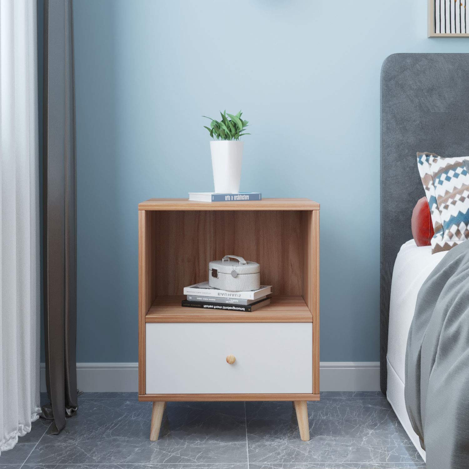 Rizinia Bedside Table With Drawers – Brown