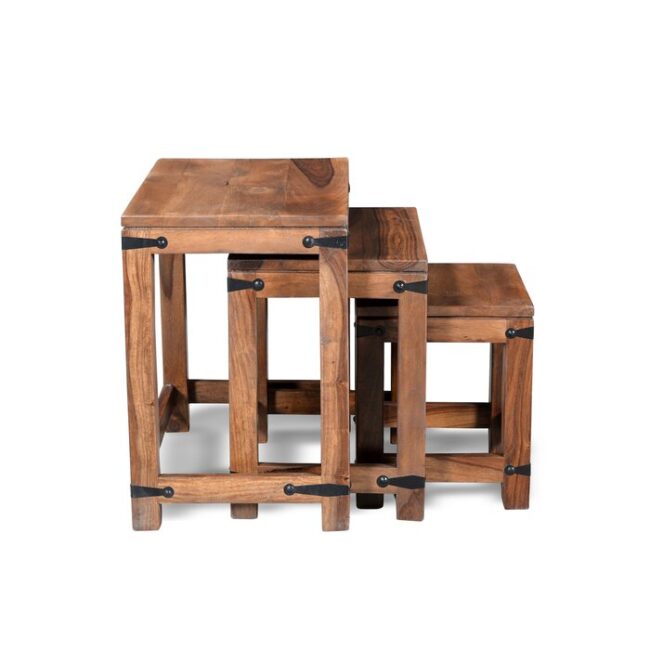 Volos Wooden Nesting Table Set of 3 - Brown - Image 6