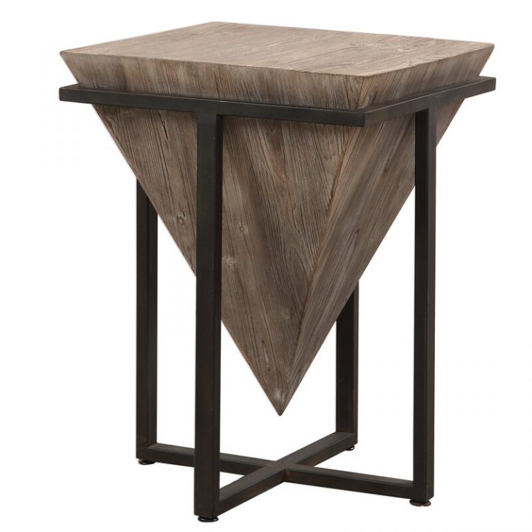 Rhodes Sheesham Wood Pyramid End Table Natural Finish Decornation