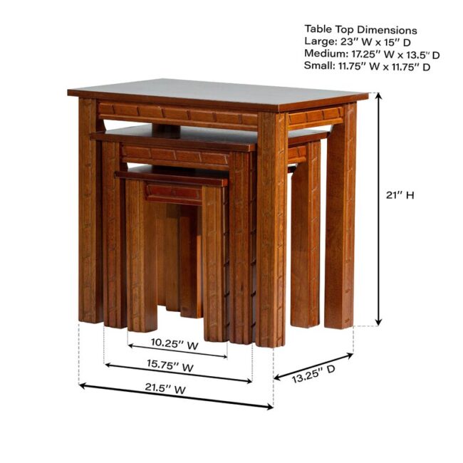 Attica Wood Nesting Table Set of 3 - Natural Finish - Image 3