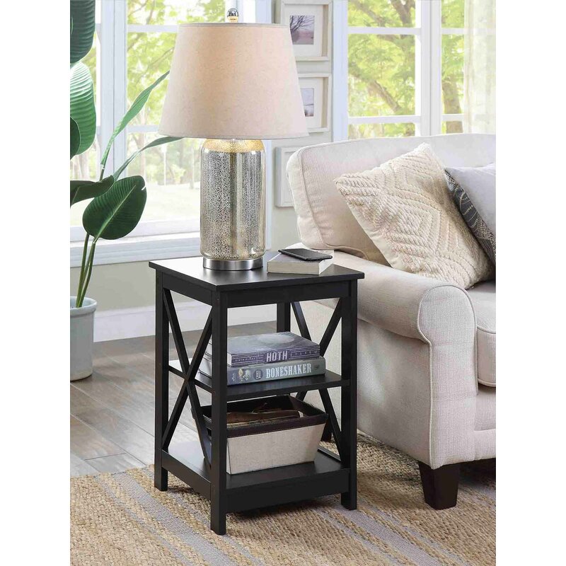 Naxos Wooden End Table - Black - Decornation